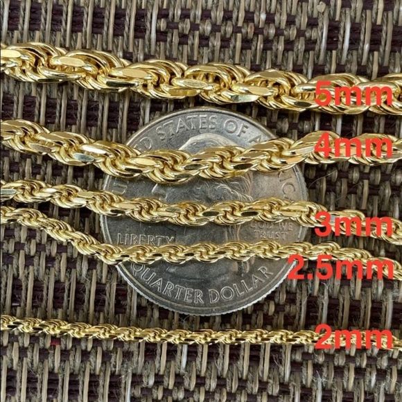 Real Solid 925 Gold Rope Bracelet 4mm 8.5" - Multiple Sizes Available - Picture 2 of 5